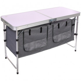 Стол кемпинговый складной 120*47*54-70 см, с 2-мя подвесными отделениями